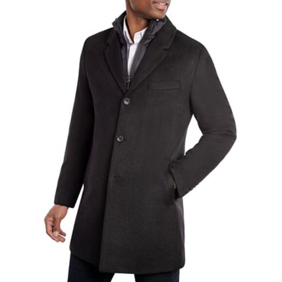 NEW $495 MICHAEL KORS Sz 44 R Fine Wool Cashmere Classic Overcoat Topcoat Gray - Picture 1 of 12